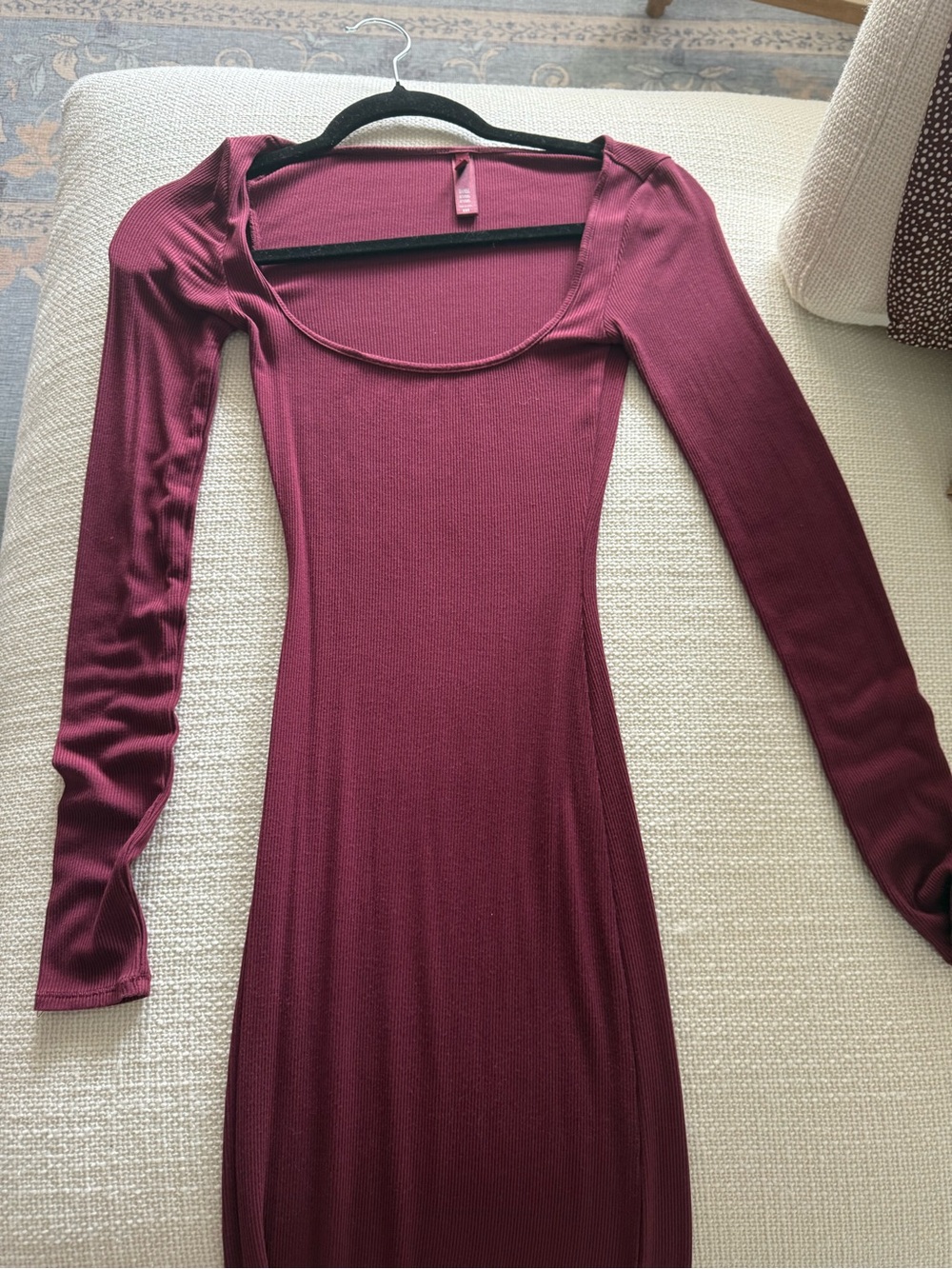 SKIMS Soft Lounge long sleeve dress burgundy